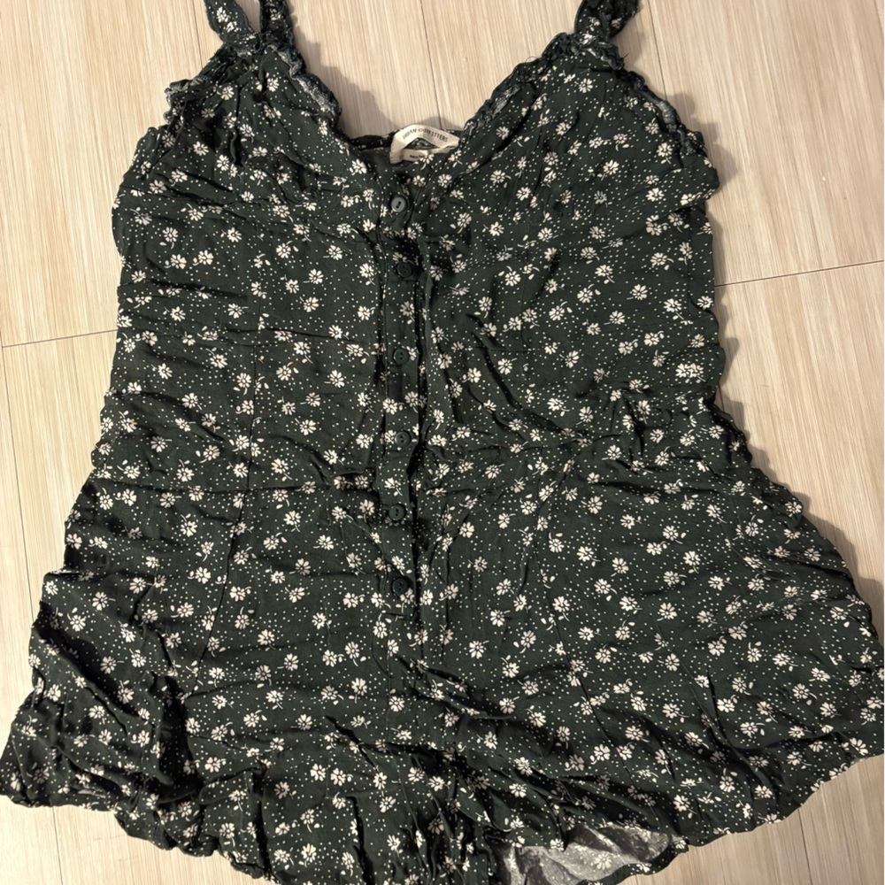 Urban Outfitters Dark Green Floral Blouse